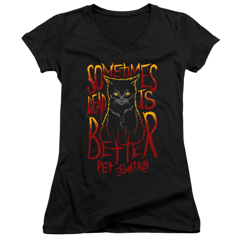 Pet Sematary Dead Is Better Junior Sheer Cap Sleeve V-Neck Womens T Shirt Black