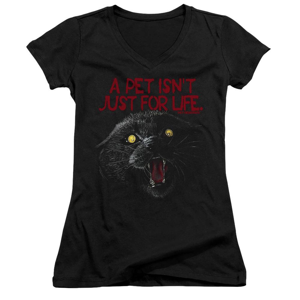 Pet Sematary I Survived Junior Sheer Cap Sleeve V-Neck Womens T Shirt Black