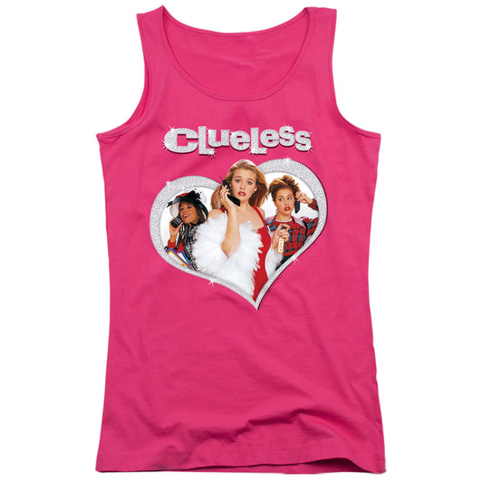 Clueless Clueless Heart Womens Tank Top Shirt Hot Pink