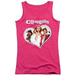 Clueless Clueless Heart Womens Tank Top Shirt Hot Pink
