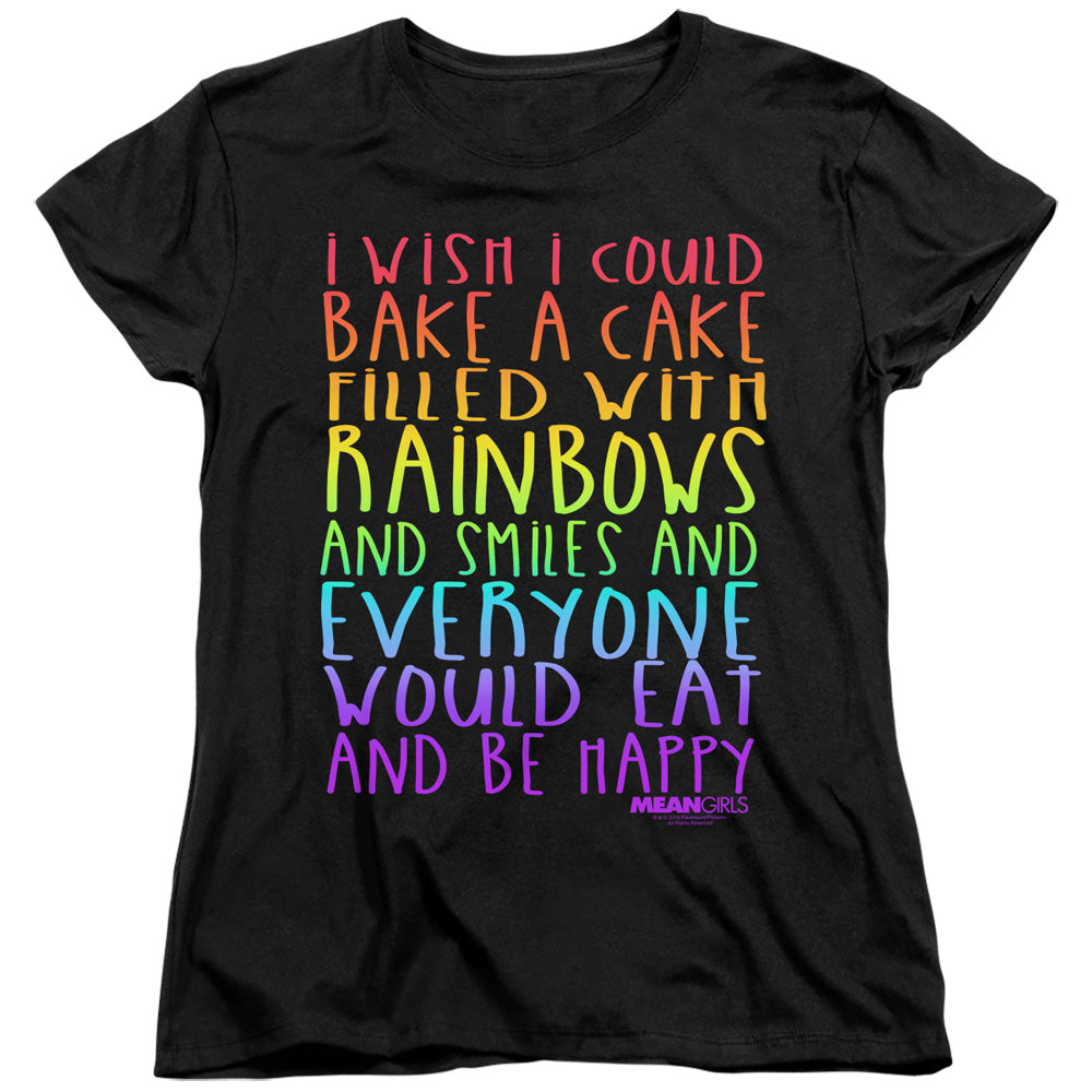 Mean Girls Rainbows And Cake Womens T Shirt Black