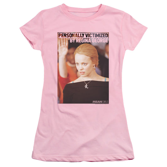 Mean Girls Regina George Victim Junior Sheer Cap Sleeve Womens T Shirt Pink