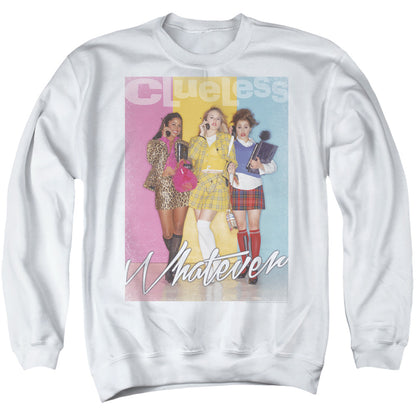 Clueless Whatever Mens Crewneck Sweatshirt White