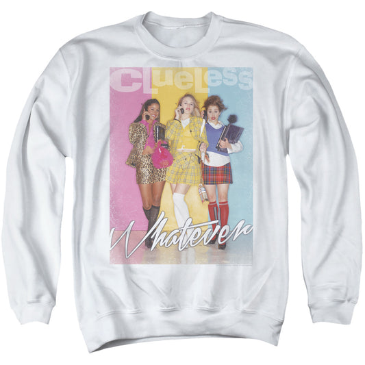 Clueless Whatever Mens Crewneck Sweatshirt White