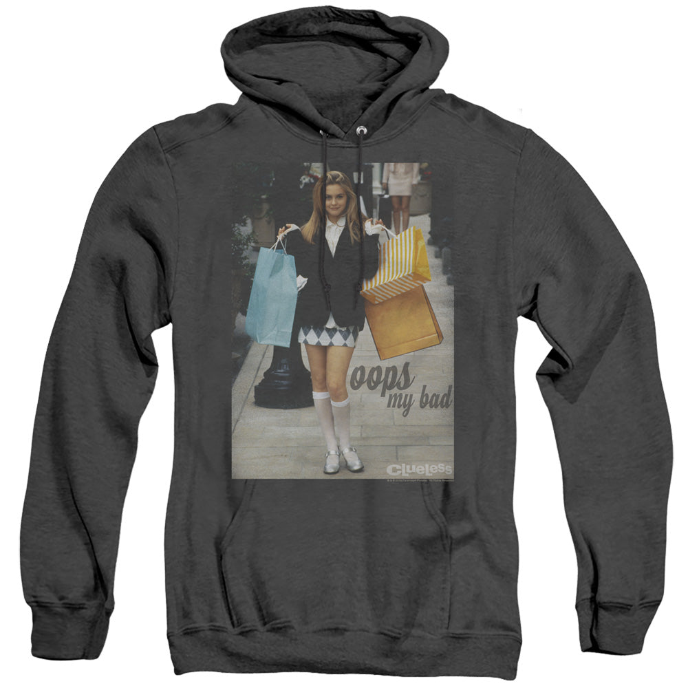 Clueless Oops My Bad Mens Heather Hoodie Black