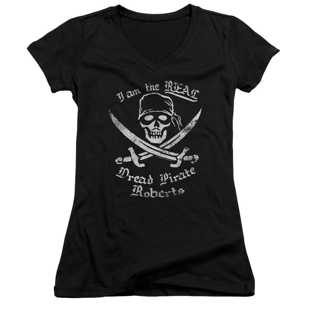 The Princess Bride The Real Dpr Junior Sheer Cap Sleeve V-Neck Womens T Shirt Black