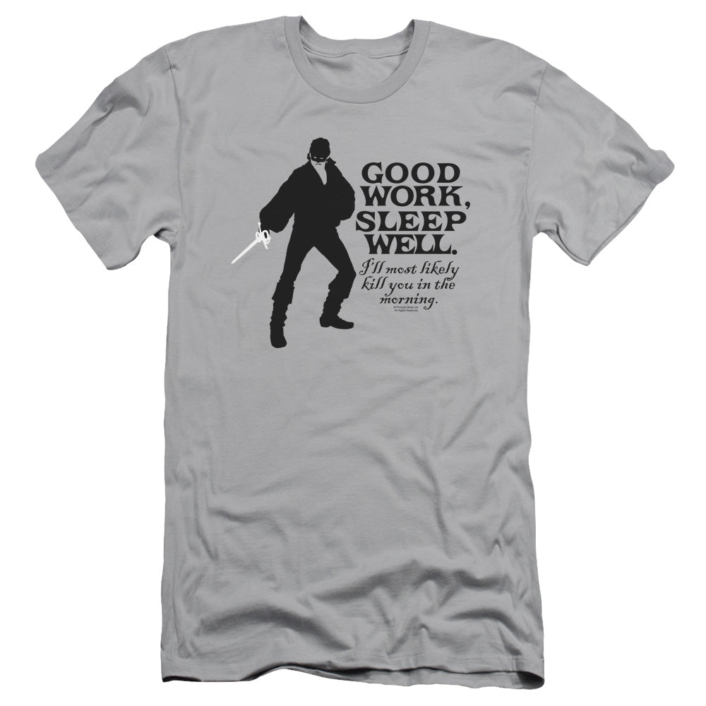 The Princess Bride Good Work Slim Fit Mens T Shirt Silver