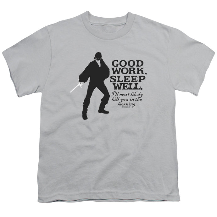 The Princess Bride Good Work Kids Youth T Shirt Silver
