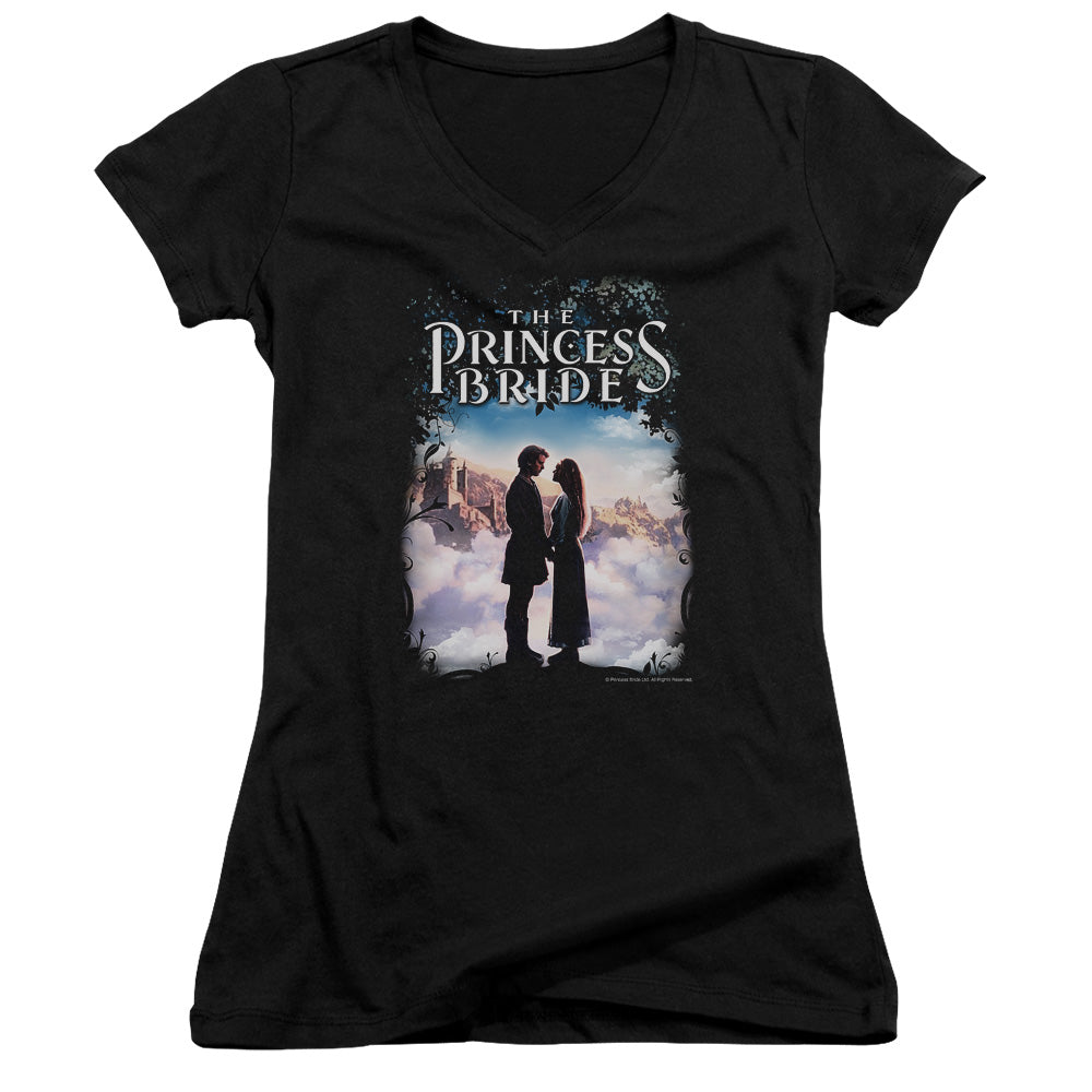 The Princess Bride Storybook Love Junior Sheer Cap Sleeve V-Neck Womens T Shirt Black