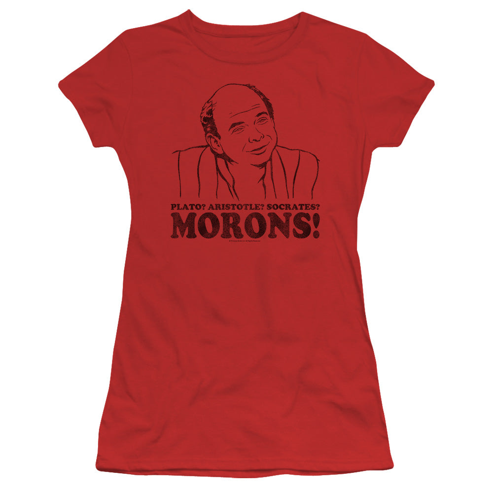 The Princess Bride Morons Junior Sheer Cap Sleeve Womens T Shirt Red