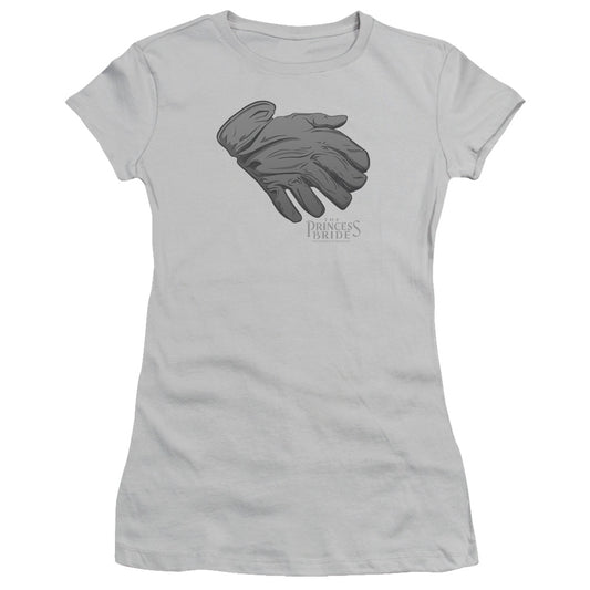 The Princess Bride Six Fingered Glove Junior Sheer Cap Sleeve Womens T Shirt Silver