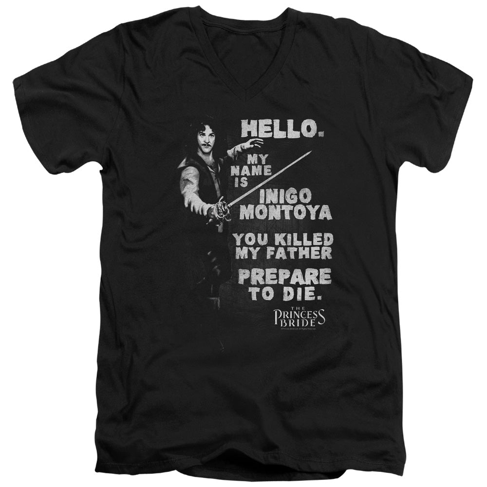The Princess Bride Hello Again Mens Slim Fit V-Neck T Shirt Black