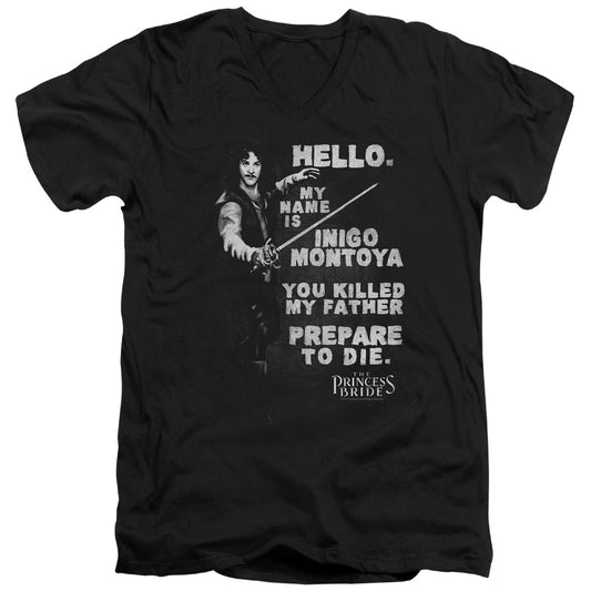 The Princess Bride Hello Again Mens Slim Fit V-Neck T Shirt Black