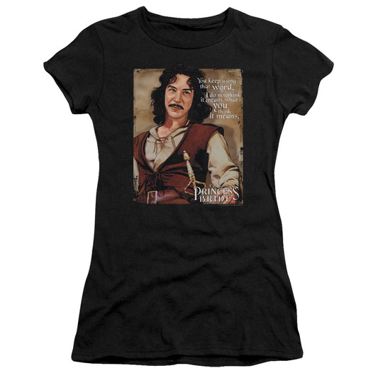 The Princess Bride Word Junior Sheer Cap Sleeve Womens T Shirt Black