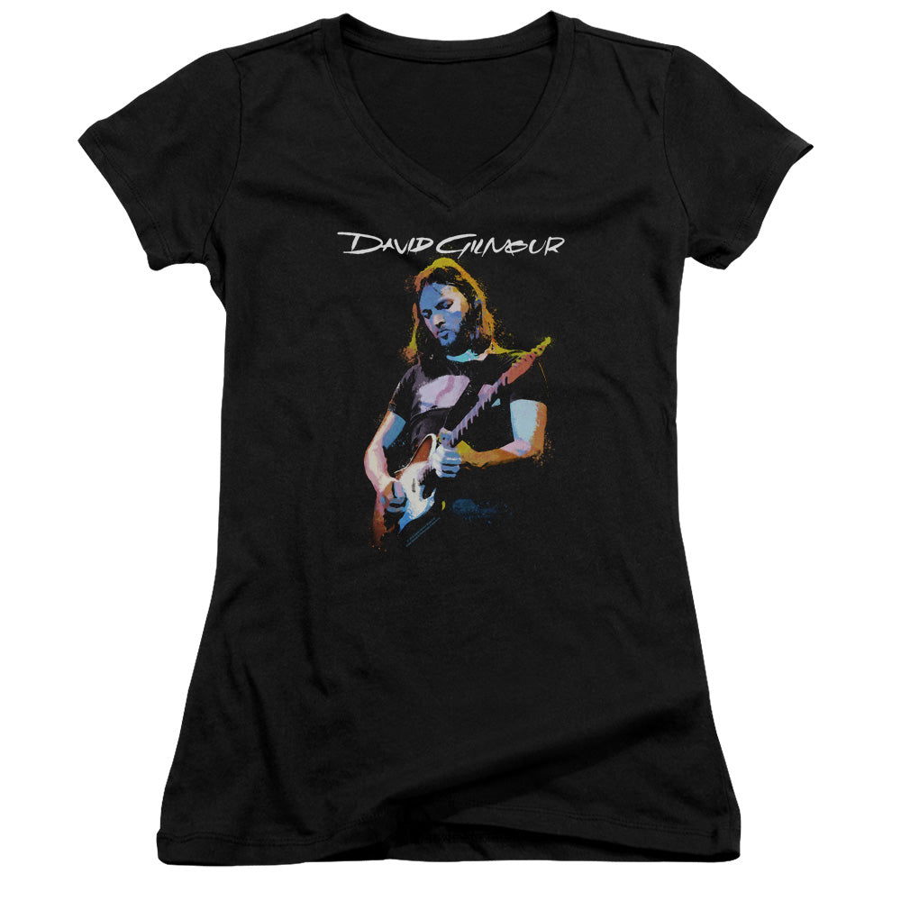 David Gilmour Guitar Gilmour Junior Sheer Cap Sleeve V-Neck Womens T Shirt Black