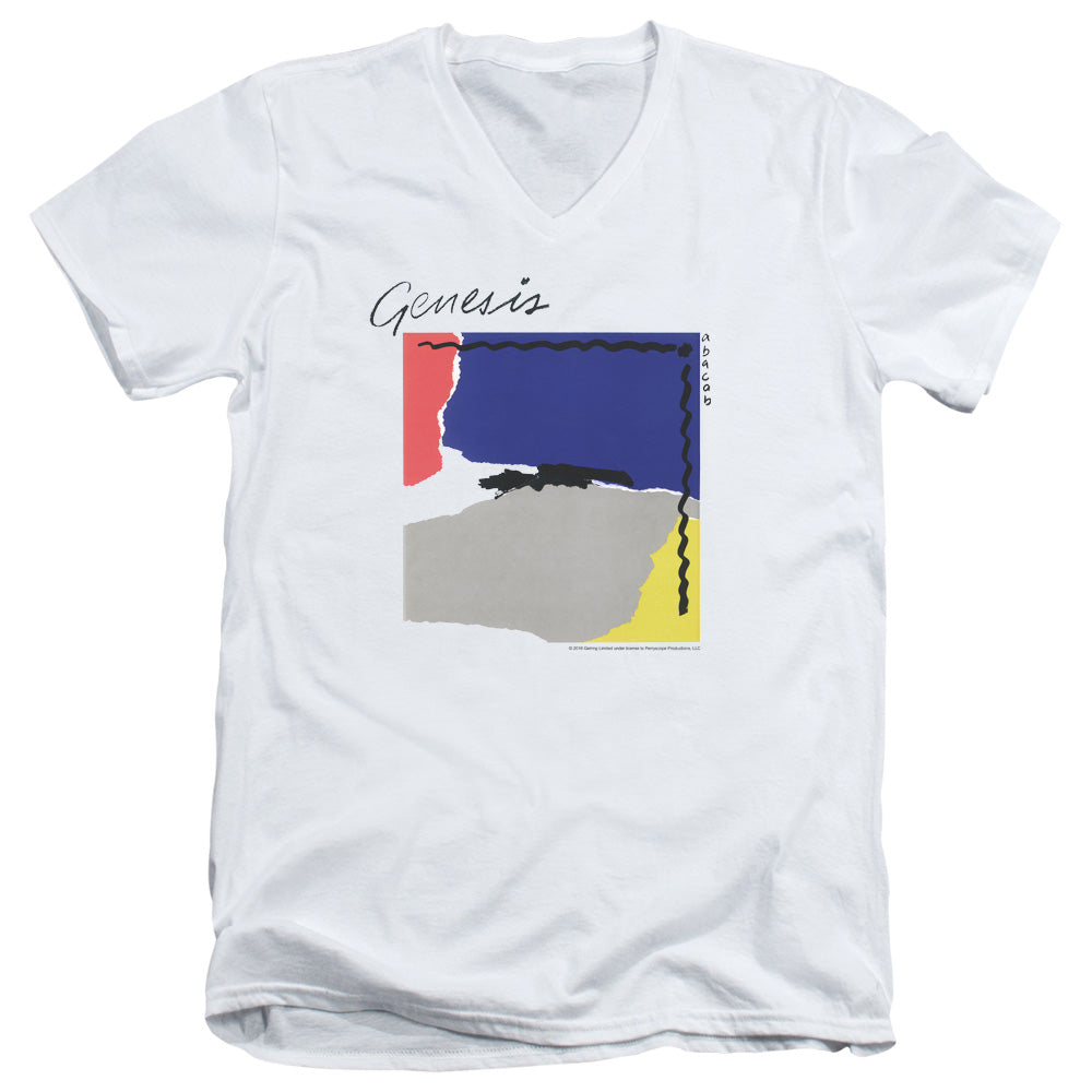 Genesis Abacab Mens Slim Fit V-Neck T Shirt White