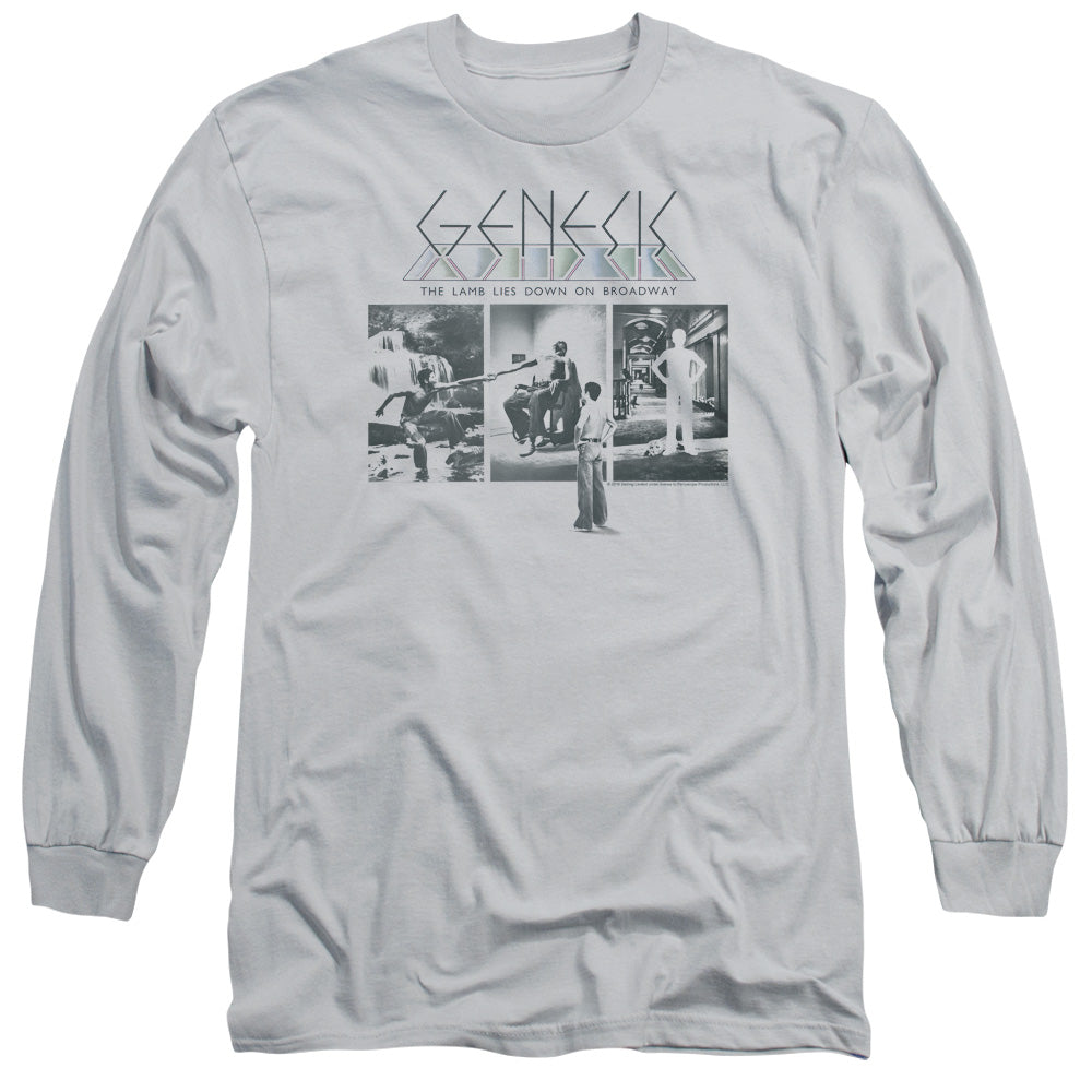 Genesis The Lamb Down On Broadway Mens Long Sleeve Shirt Silver