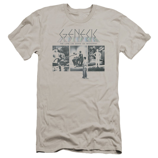 Genesis The Lamb Down On Broadway Premium Bella Canvas Slim Fit Mens T Shirt Silver