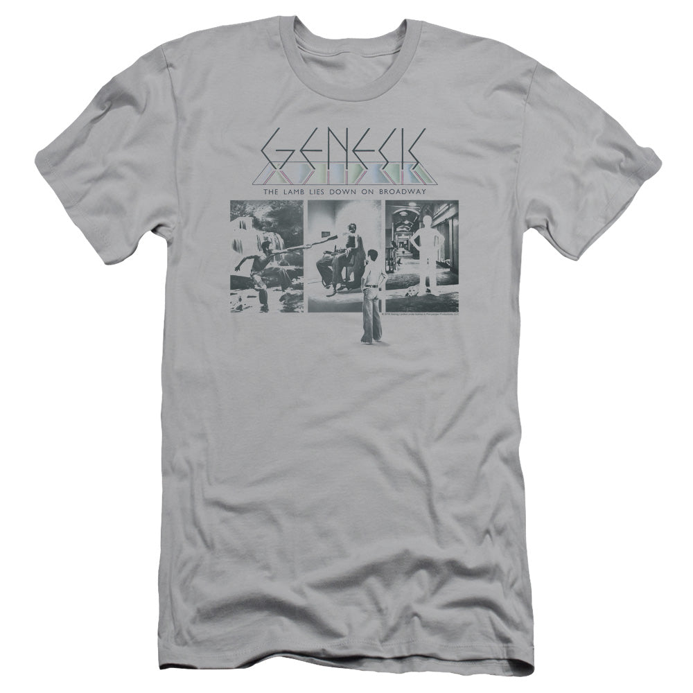 Genesis The Lamb Down On Broadway Slim Fit Mens T Shirt Silver