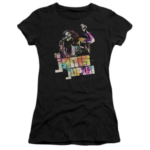 Janis Joplin Colors Of Janis Junior Sheer Cap Sleeve Premium Bella Canvas Womens T Shirt Black