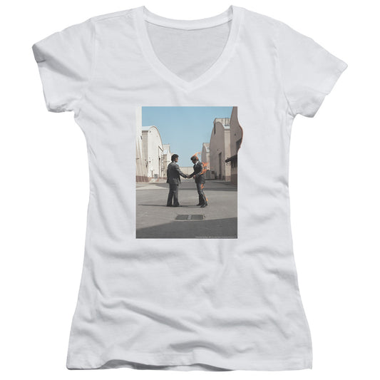 Pink Floyd Wish You Were Here Junior Sheer Cap Sleeve V-Neck Womens T Shirt White