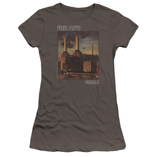 Pink Floyd Faded Animals Junior Sheer Cap Sleeve Premium Bella Canvas Womens T Shirt Charcoal