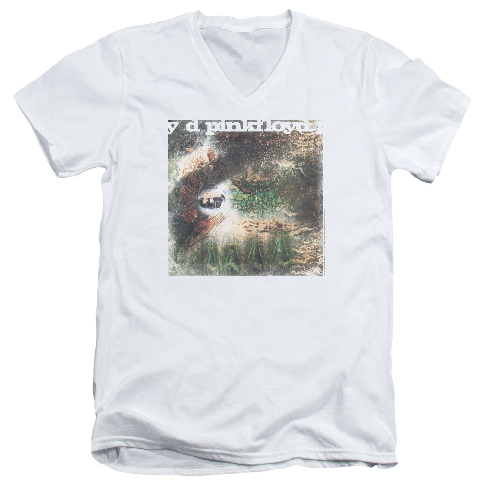 Pink Floyd Saucerful of Secrets Mens Slim Fit V-Neck T Shirt White