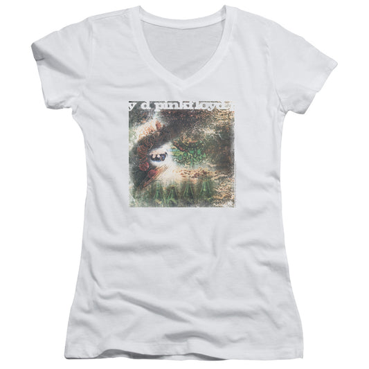 Pink Floyd Saucerful of Secrets Junior Sheer Cap Sleeve V-Neck Womens T Shirt White