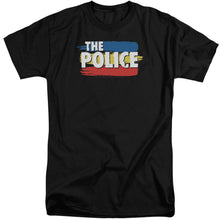 Load image into Gallery viewer, The Police Three Stripes Logo Mens Tall T Shirt Black