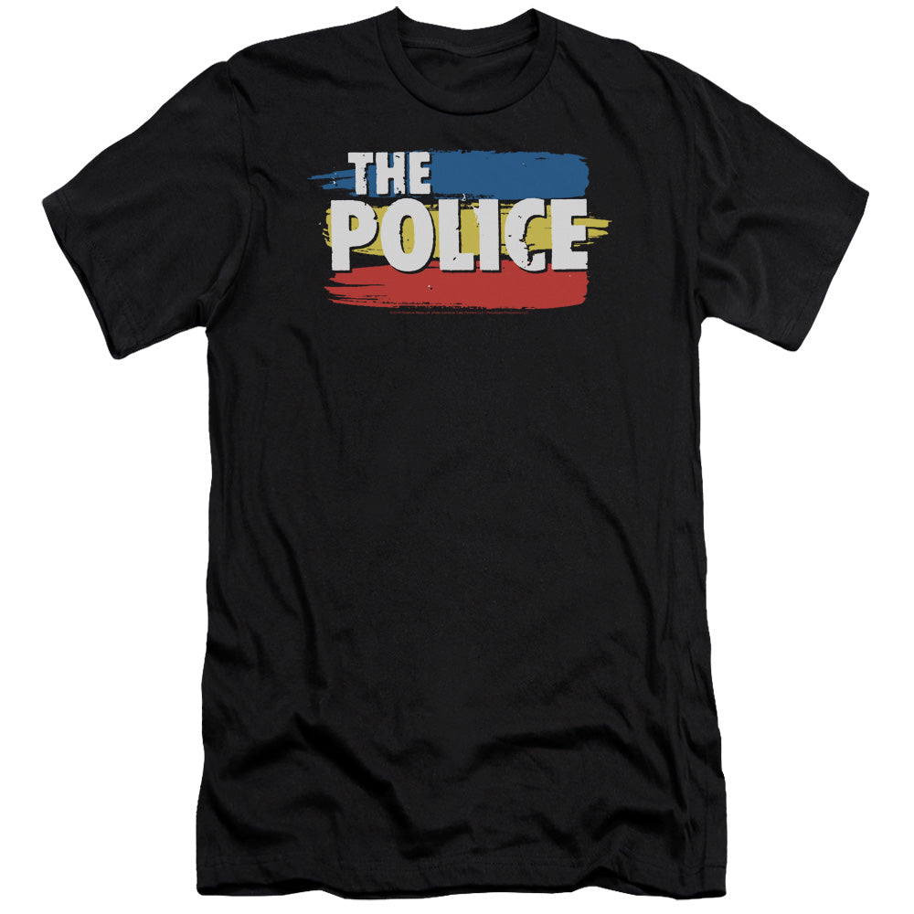 The Police Three Stripes Logo Premium Bella Canvas Slim Fit Mens T Shirt Black