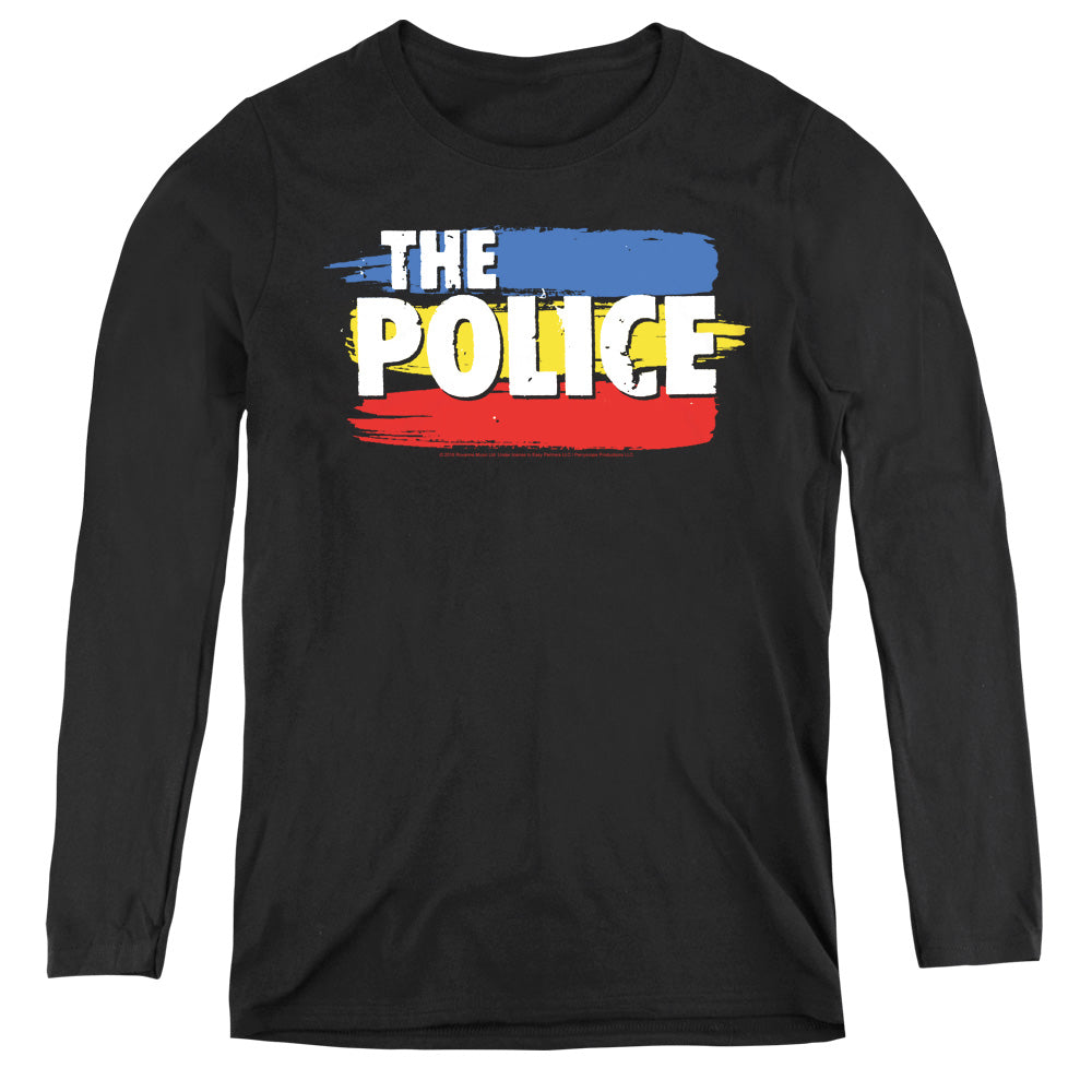 The Police Three Stripes Logo Womens Long Sleeve Shirt Black