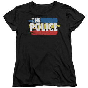The Police Three Stripes Logo Womens T Shirt Black