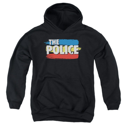 The Police Three Stripes Logo Kids Youth Hoodie Black