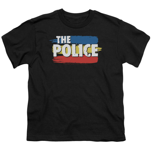 The Police Three Stripes Logo Kids Youth T Shirt Black