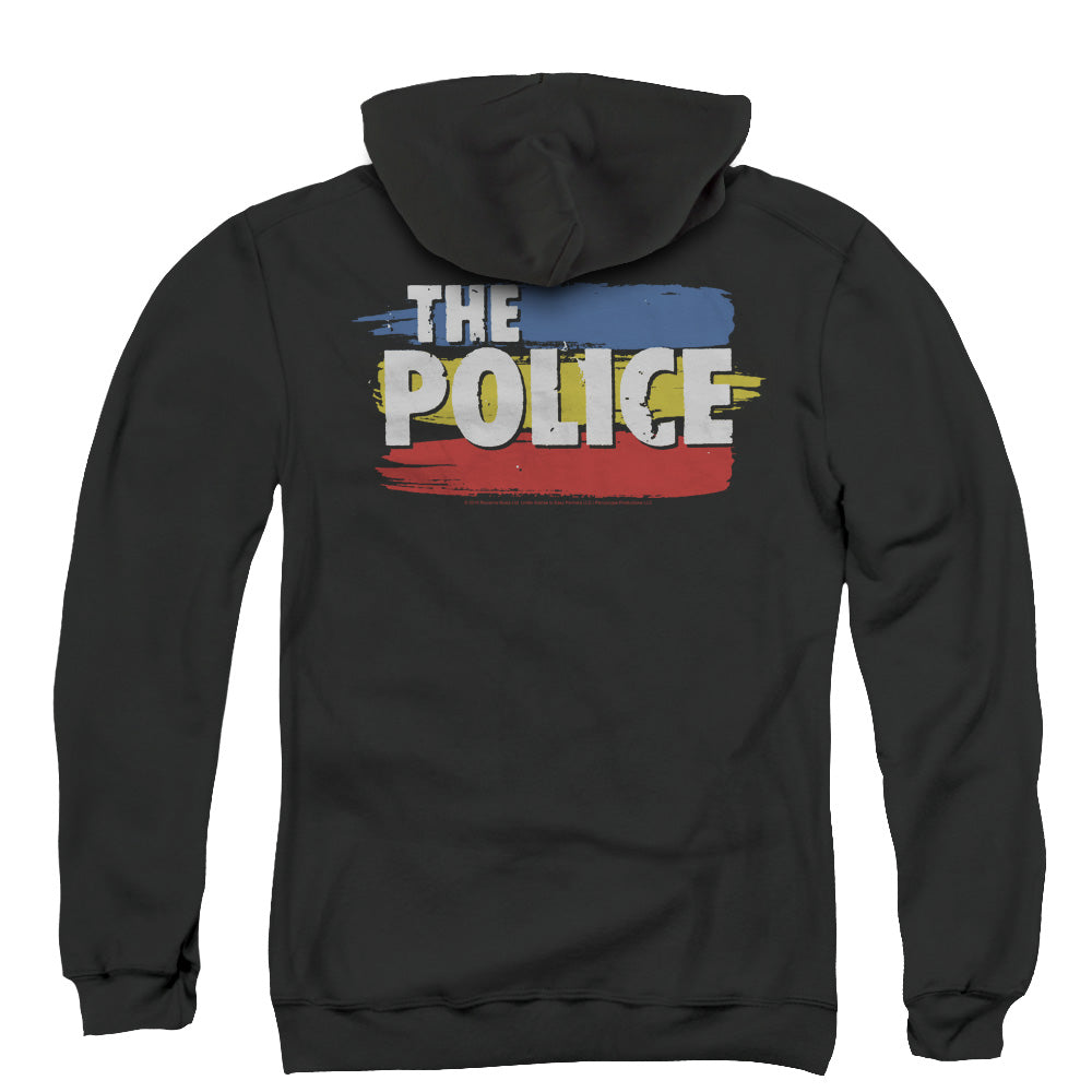 The Police Three Stripes Logo Back Print Zipper Mens Hoodie Black