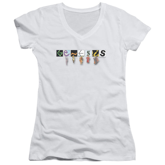 Genesis New Logo Junior Sheer Cap Sleeve V-Neck Womens T Shirt White