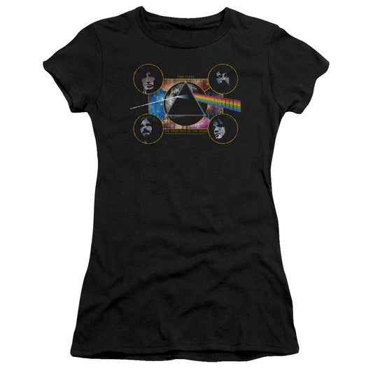 Pink Floyd Dark Side Heads Junior Sheer Cap Sleeve Womens T Shirt Black