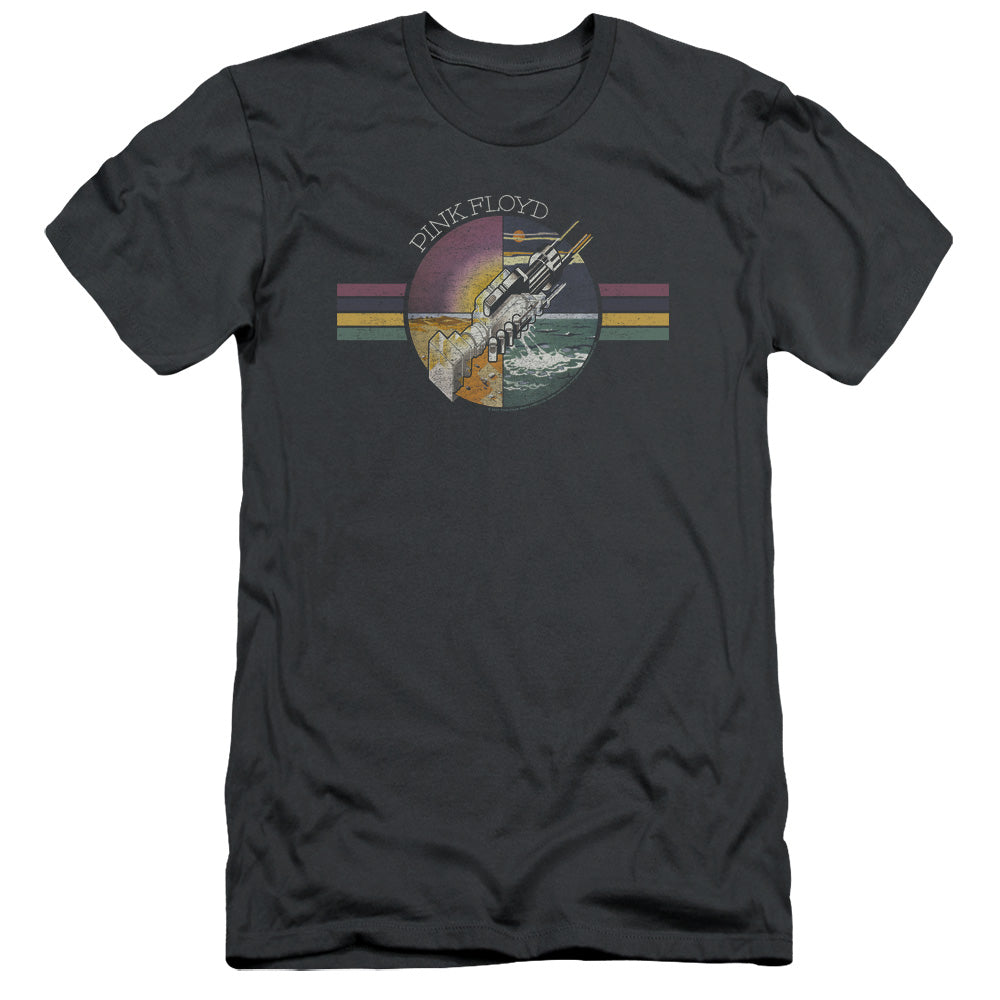 Pink Floyd Welcome To The Machine Slim Fit Mens T Shirt Charcoal