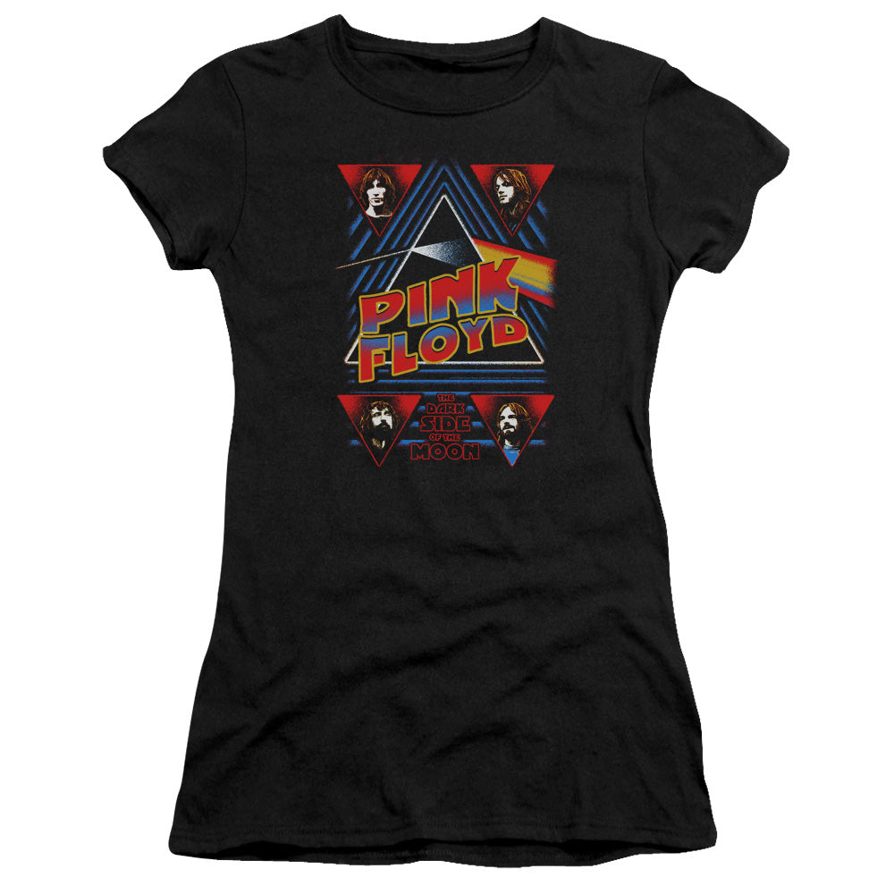 Pink Floyd Dark Side Junior Sheer Cap Sleeve Womens T Shirt Black