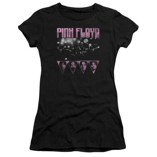 Pink Floyd Pink Four Junior Sheer Cap Sleeve Womens T Shirt Black