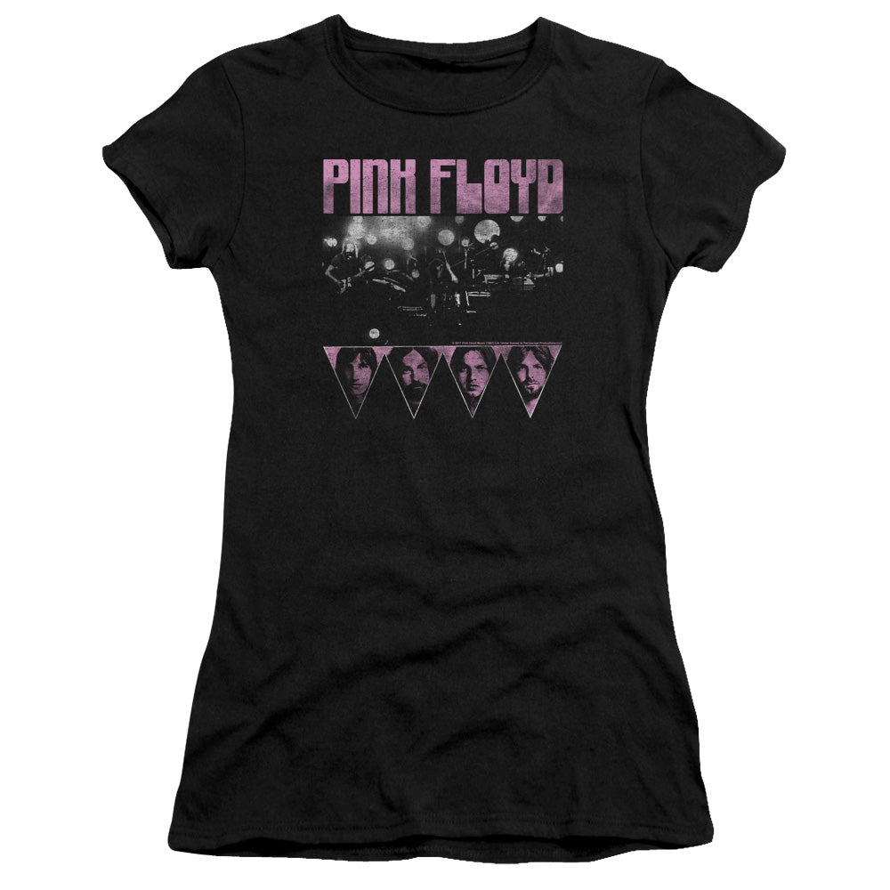 Pink Floyd Pink Four Junior Sheer Cap Sleeve Premium Bella Canvas Womens T Shirt Black