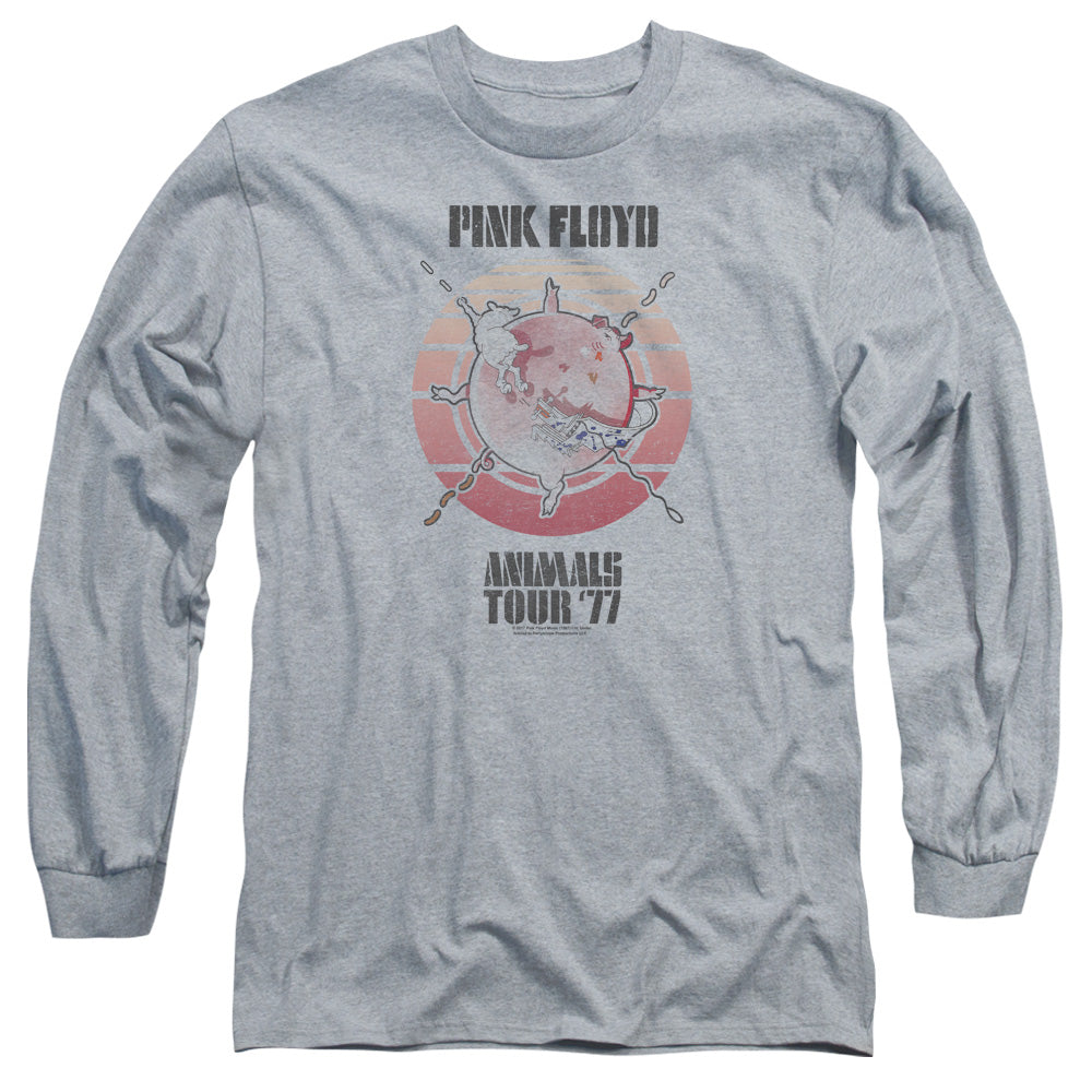 Pink Floyd Animals Tour 77 Mens Long Sleeve Shirt Athletic Heather