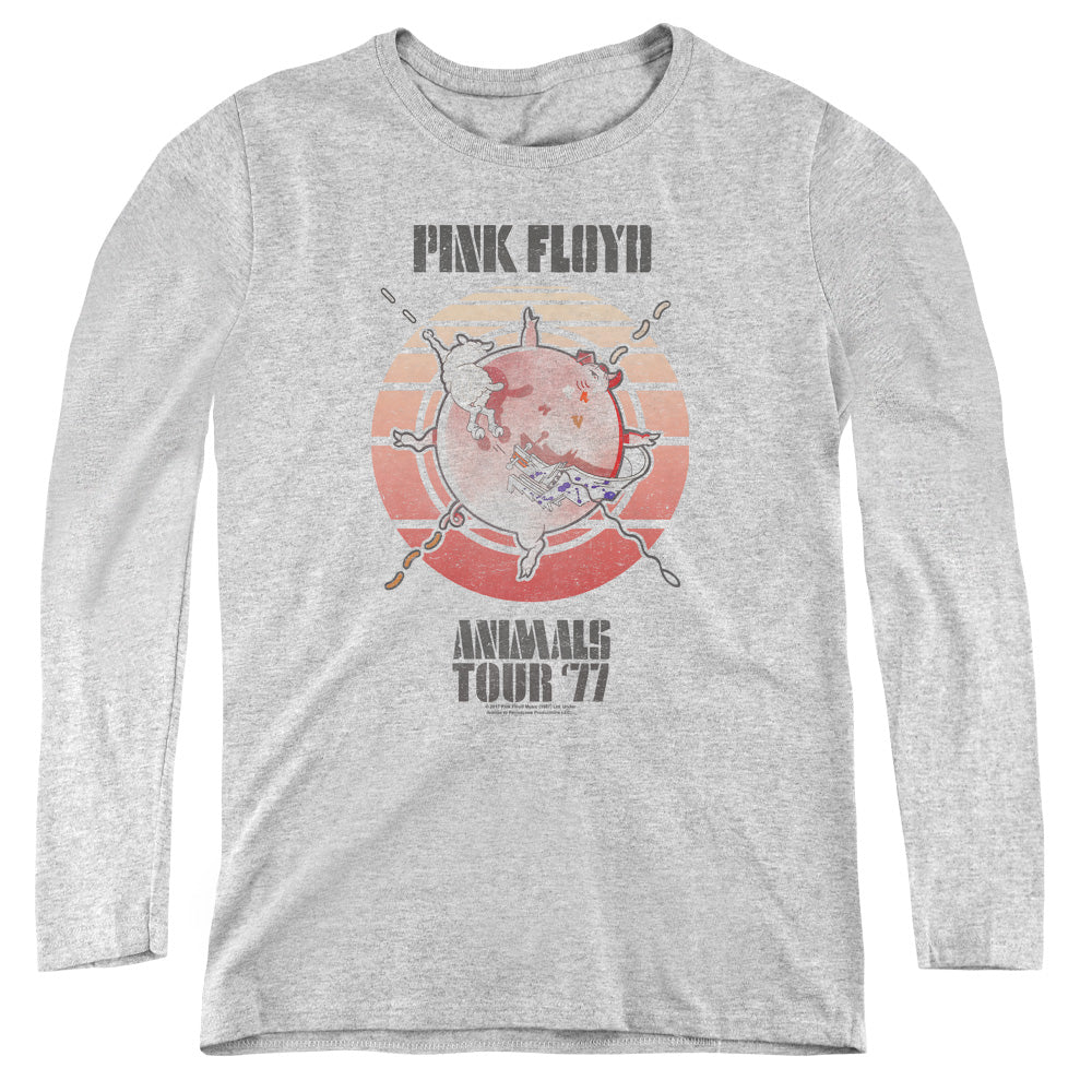 Pink Floyd Animals Tour 77 Womens Long Sleeve Shirt Athletic Heather