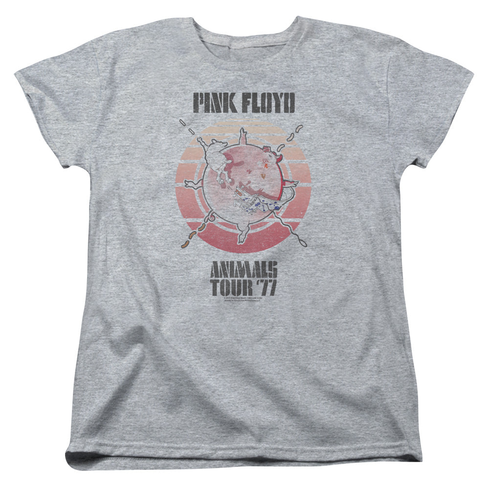 Pink Floyd Animals Tour 77 Womens T Shirt Athletic Heather