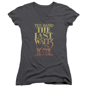 The Band The Last Waltz Junior Sheer Cap Sleeve V-Neck Womens T Shirt Charcoal
