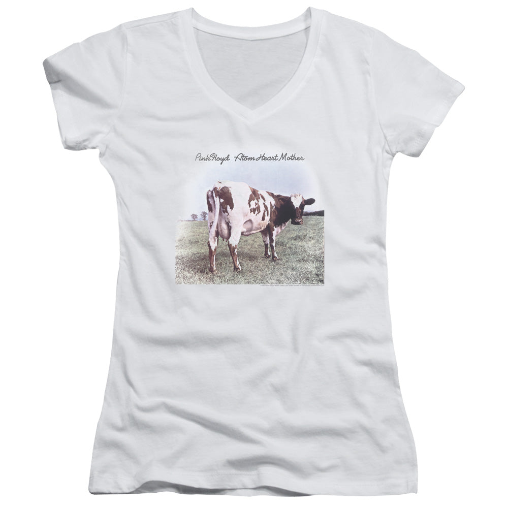 Pink Floyd Atom Heart Mother Junior Sheer Cap Sleeve V-Neck Womens T Shirt White