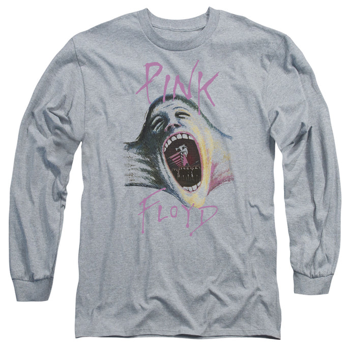 Pink Floyd Mouth The Wall Mens Long Sleeve Shirt Athletic Heather