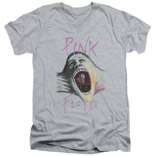 Pink Floyd Mouth The Wall Mens Slim Fit V-Neck T Shirt Athletic Heather