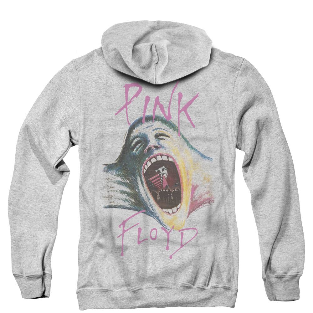 Pink Floyd Mouth The Wall Back Print Zipper Mens Hoodie Athletic Heather