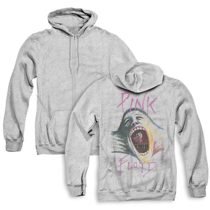 Pink Floyd Mouth The Wall Back Print Zipper Mens Hoodie Athletic Heather